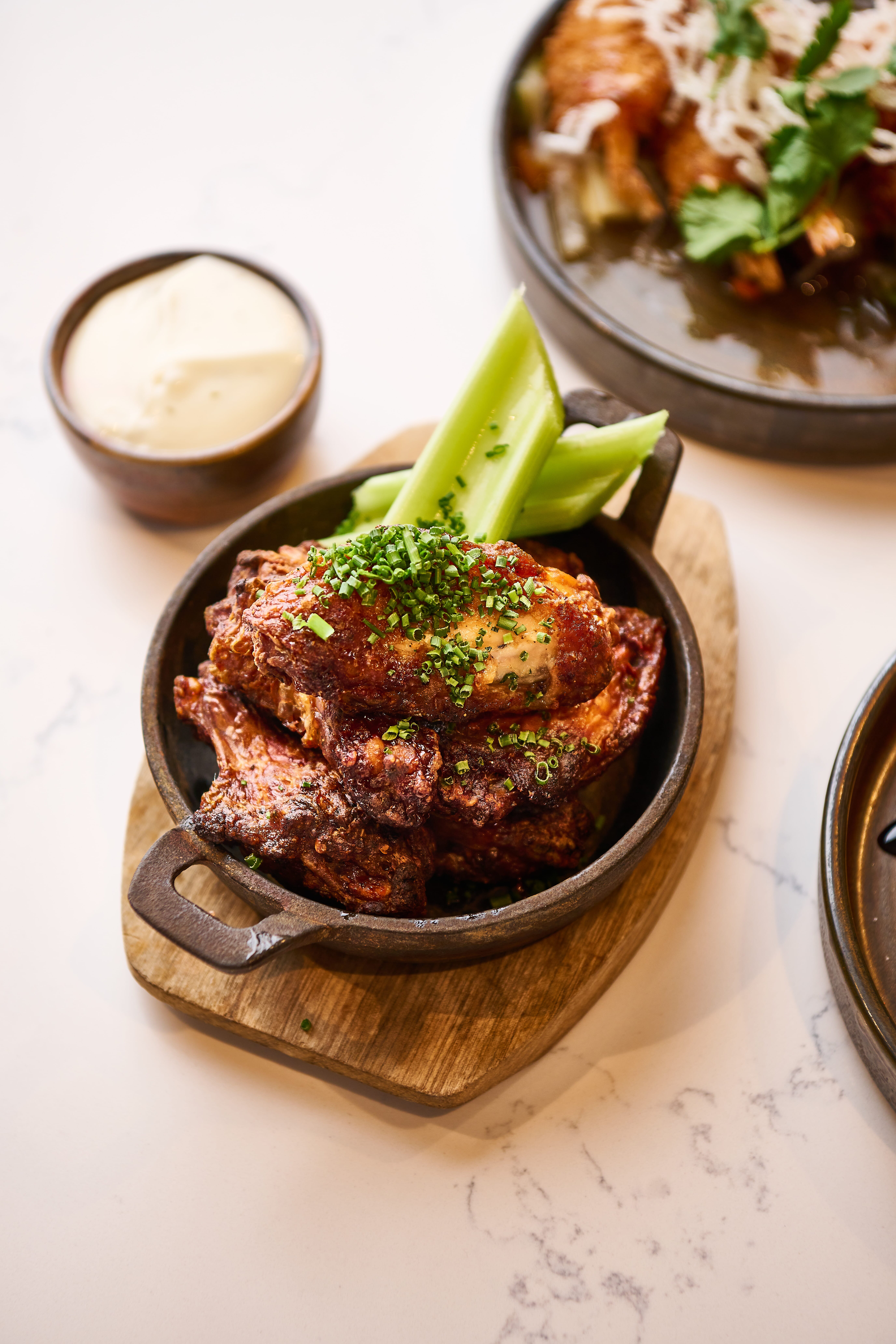 Spicy Chicken Wings with Blue Cheese Ranch Dressing
